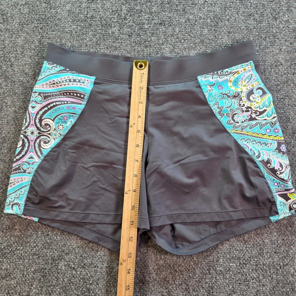 Athleta Swim Shorts Womens Small Grey Paisley Board Shorts Built-in Liner Active